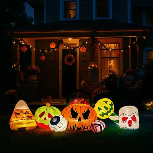 8FT Long Halloween Inflatables Pumpkins Eyeball Candy Outdoor